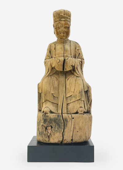Image for Lot Chinese Taoist Carved Wood Figure of an Immortal