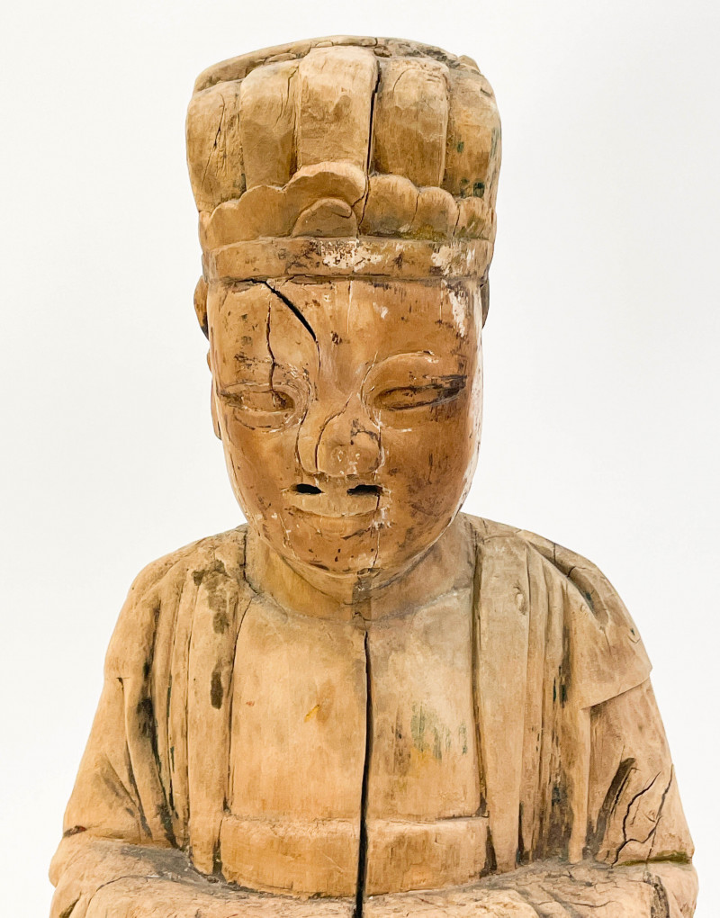 Chinese Taoist Carved Wood Figure of an Immortal