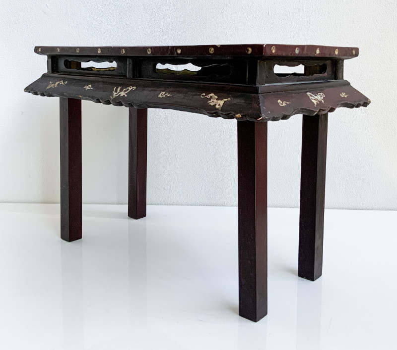 Japanese Lacquer and Mother of Pearl Inlaid Small Table