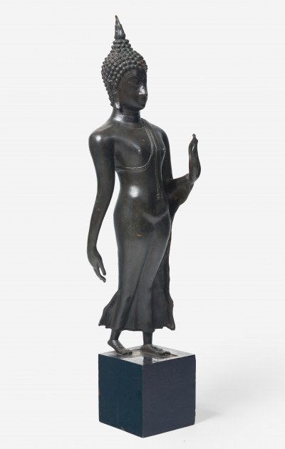 Image for Lot Thai Bronze Figure of Walking Buddha