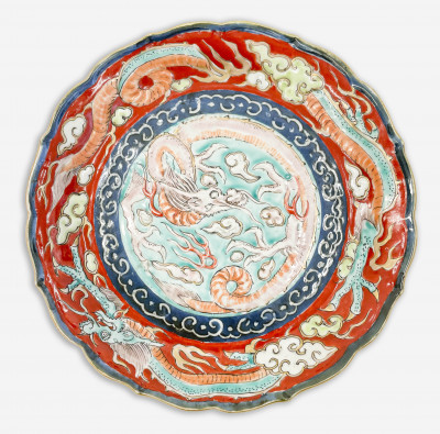 Image for Lot Japanese Imari Porcelain Dragon Plate