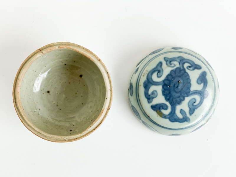 Chinese Underglaze Blue Decorated Small Ceramic Box and Cover