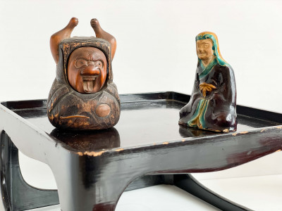 Asian Ceramic, Lacquer, and Wood Objects, 11 Pieces