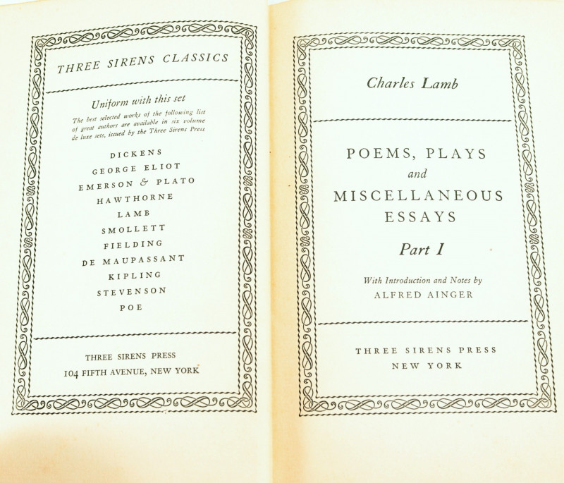 4 Vol. Dialogues Of Plato; 3 Vol. Charles Lamb