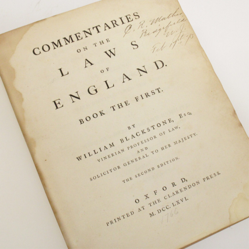 W. Blackstone Commentaries on the Laws of England