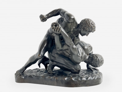 Image for Lot Italian Bronze Group of the Wrestlers, after the antique
