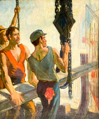 Image for Lot Harold Matthews Brett - Untitled (Three Working Men)