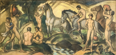 Image for Lot Ludwig von Hofmann - Jünglinge und Pferde vor der Quelle (Youths and Horses by a Spring)
