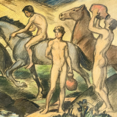 Ludwig von Hofmann - Jünglinge und Pferde vor der Quelle (Youths and Horses by a Spring)