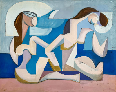 Image for Lot Leonard Alberts - Untitled (Two Figures Bathing)