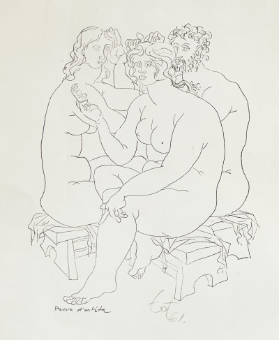 Amerigo Tot - Untitled (Three Figures on a Stool)