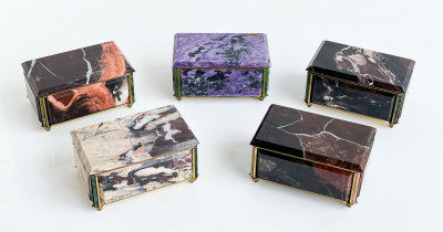 Image for Lot Stone Specimen Casket Boxes, Group of 5