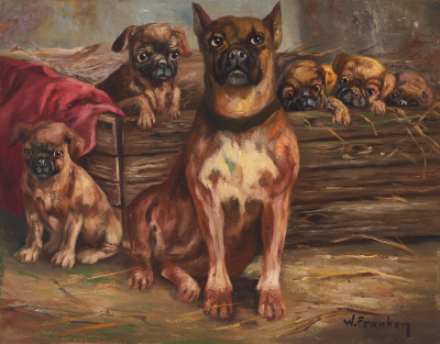 Image for Lot William Franken - Mama Boxer with her Litter