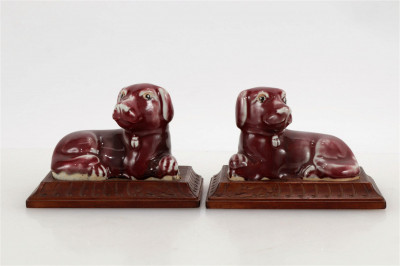 Image for Lot Pair of Chinese Porcelain Dogs