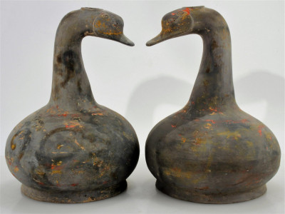 Image for Lot Pair of Chinese Pottery Duck Vases