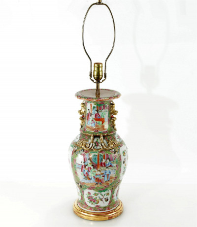 Image for Lot Chinese Rose Medallion Style Lamp
