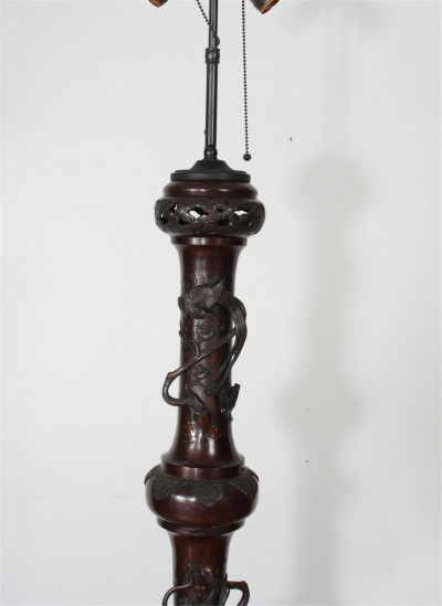 Tall Japanese Bronze Lampstand