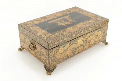 Large Gilt and Lacquer Jewelry Box