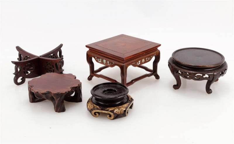 Four Chinese Carved Wood Stands
