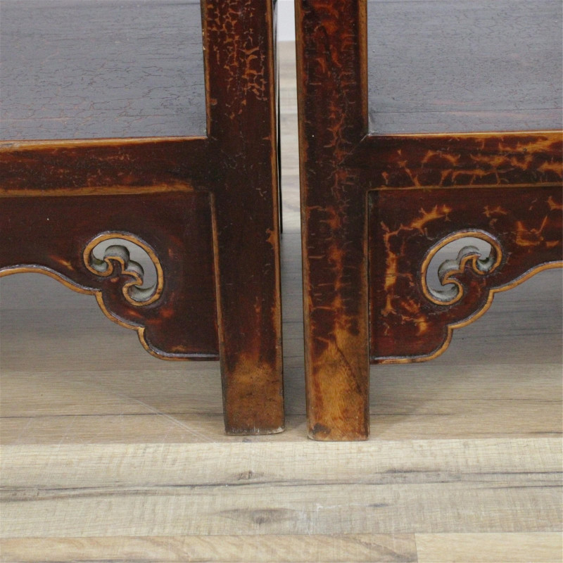 Pair Tall Chinese Style Fixed Shelf Stands