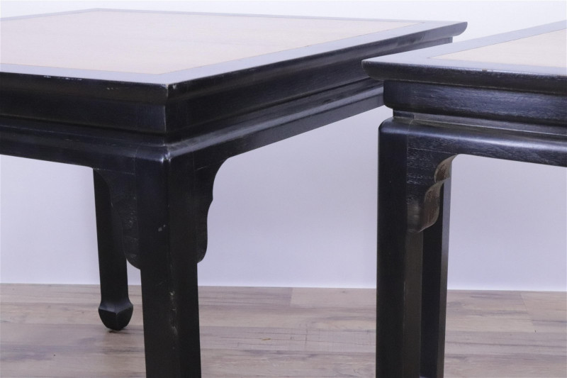 Pair of Chinese Style Black Painted Side Tables