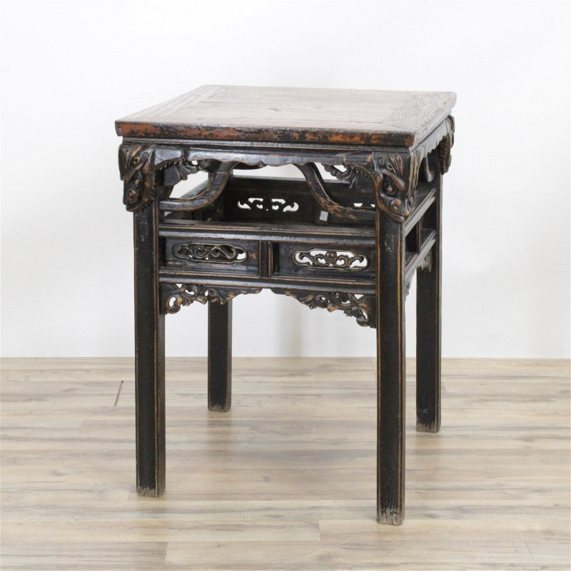 Chinese Carved Square Scholars Table