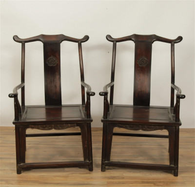Image for Lot Pair Large Chinese Qing Dynasty Style Armchairs