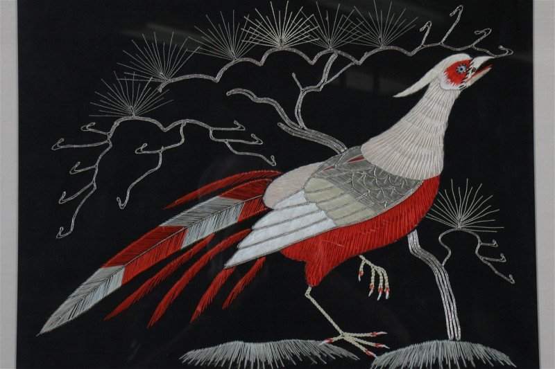 Pair of Pheasant Silk Embroideries
