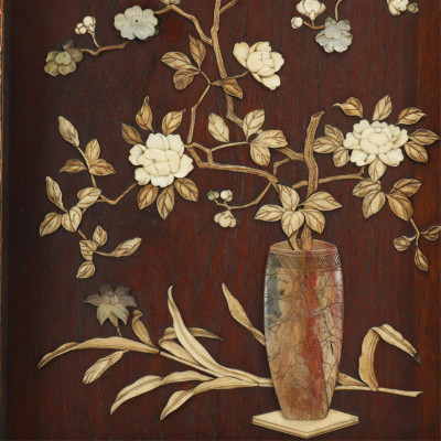 Image for Lot Japanese Carved Shibayama Framed Panel