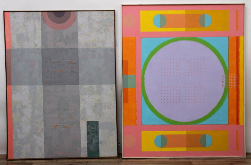 W. A. McCloy - Two Geometric Abstracts, c 1980 O/C