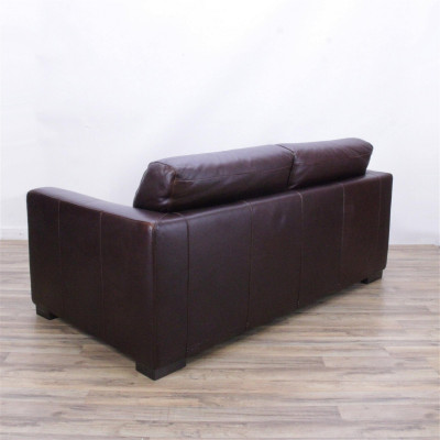 Maurice Villency Stitched Brown Leather Sofa