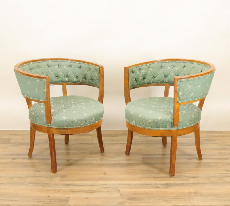 Pair of Classical Style Fruitwood Tub Chairs