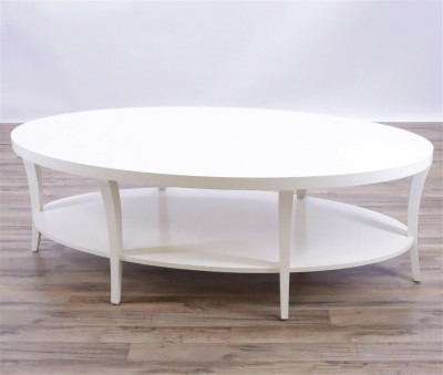 Image for Lot Century Furniture Cream Lacquer Oval Coffee Table