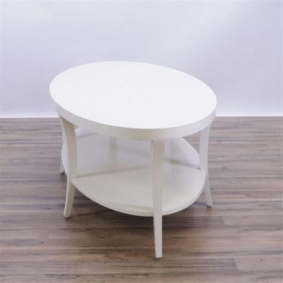Century Furniture Cream Lacquer Oval Coffee Table