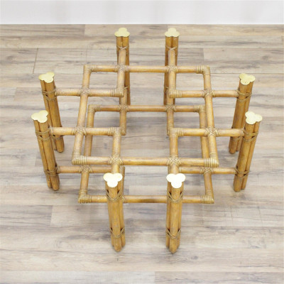 McGuire Brass Mounted Rattan Coffee Table