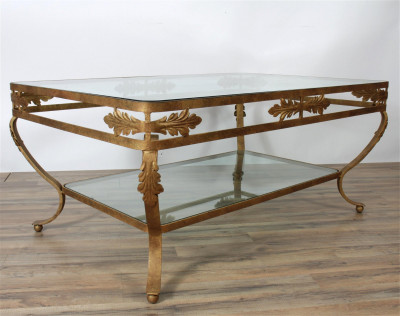 Image for Lot Rococo Style Gold Painted Iron Coffee Table