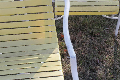 Fiberglass & Metal White Garden Table & Chairs