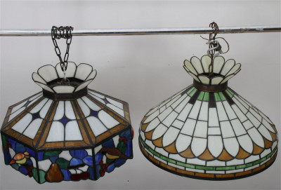 2 Stained Glass Hanging Light Fixtures