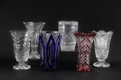 Image for Lot Group of 6 Cut Glass Vases