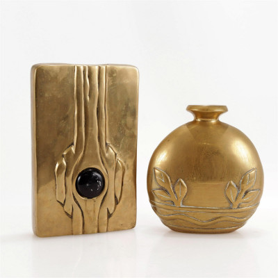 Image for Lot Contemporary Cast Brass Vases
