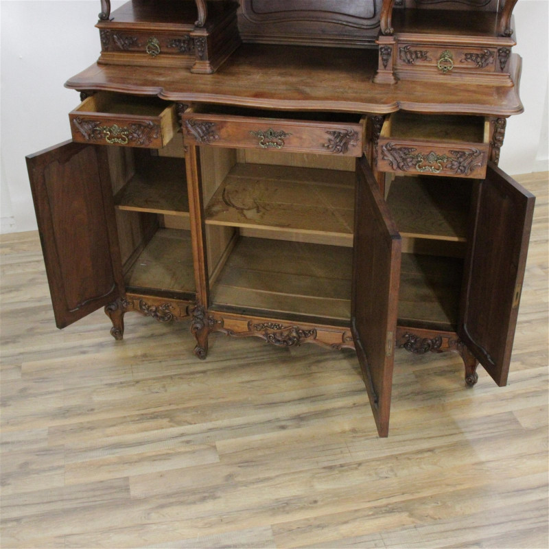 Louis XV Style Carved Walnut Buffet a Deux Corps