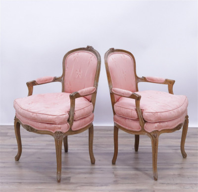 Image for Lot Pair of Louis XV Style Beechwood Fauteuils