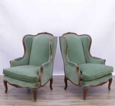 Image for Lot Pair of Louis XV Style Beechwood Bergeres
