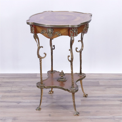 Image for Lot Louis XV Style Gilt Metal & Parquetry End Table