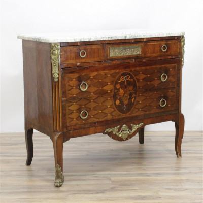 Image for Lot Louis XVI Gilt-Metal Mounted Marquetry Commode