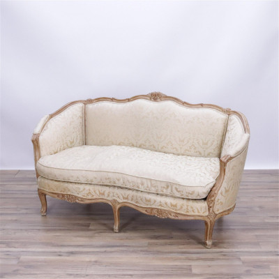 Image for Lot Louis XV Style Bleached Beechwood Settee