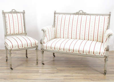 Image for Lot Louis XVI Style Settee & Chair