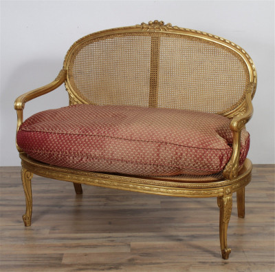 Image for Lot Louis XVI Style Giltwood Settee