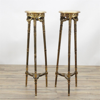 Image for Lot Pair of Louis XVI Style Giltwood Pedestals