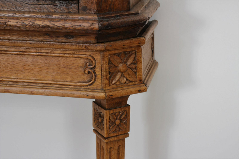 French Provincial Oak Cabinet on Console